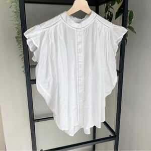 NWT Madewell Shirred Lace Trim Top